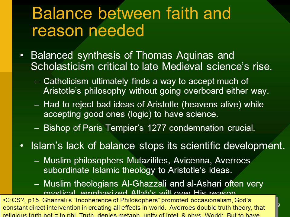 The benefits of science logic and reason in a christian world